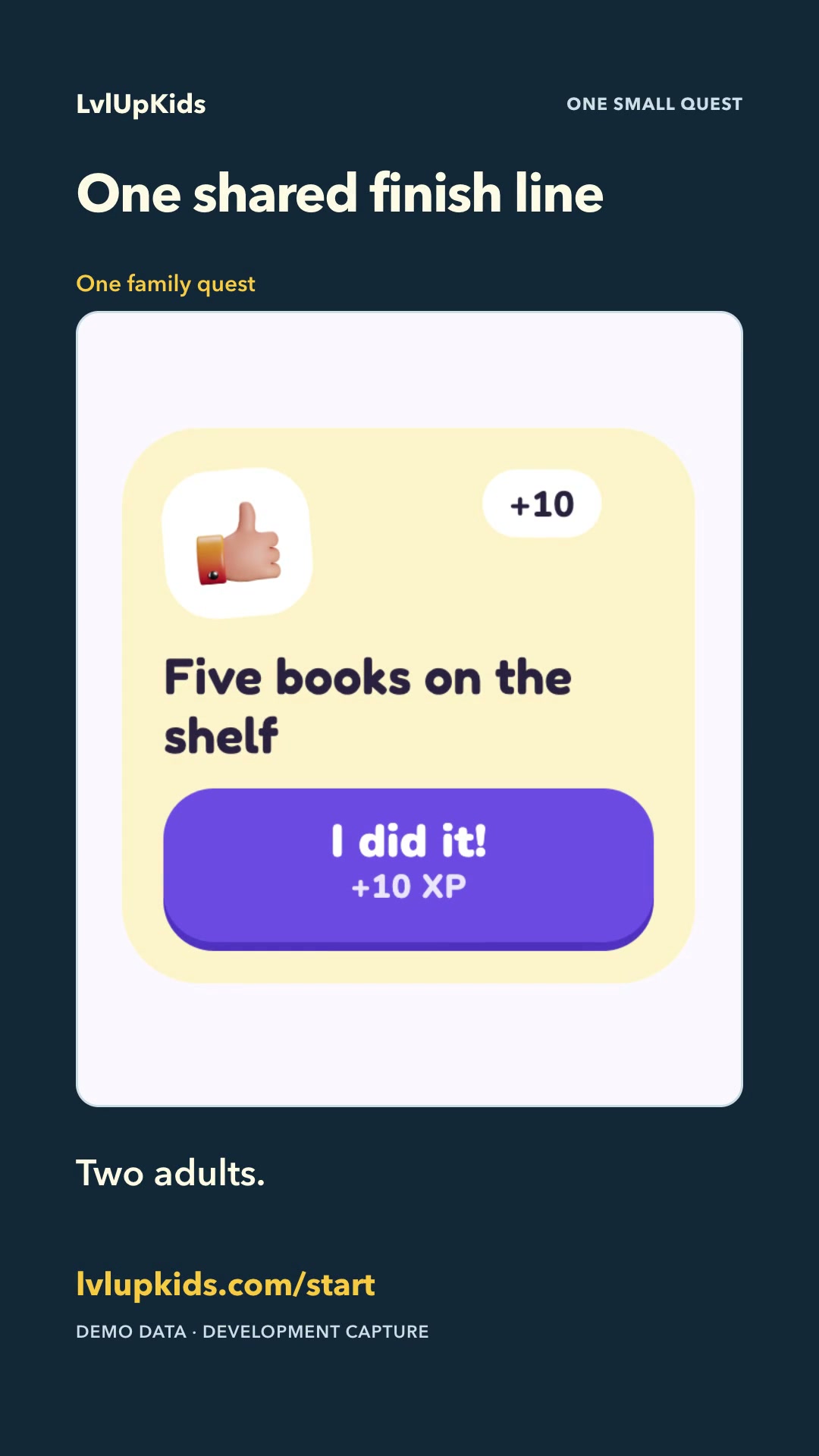 Illustrative LvlUpKids app screen for For co-parents: agree on one finish line